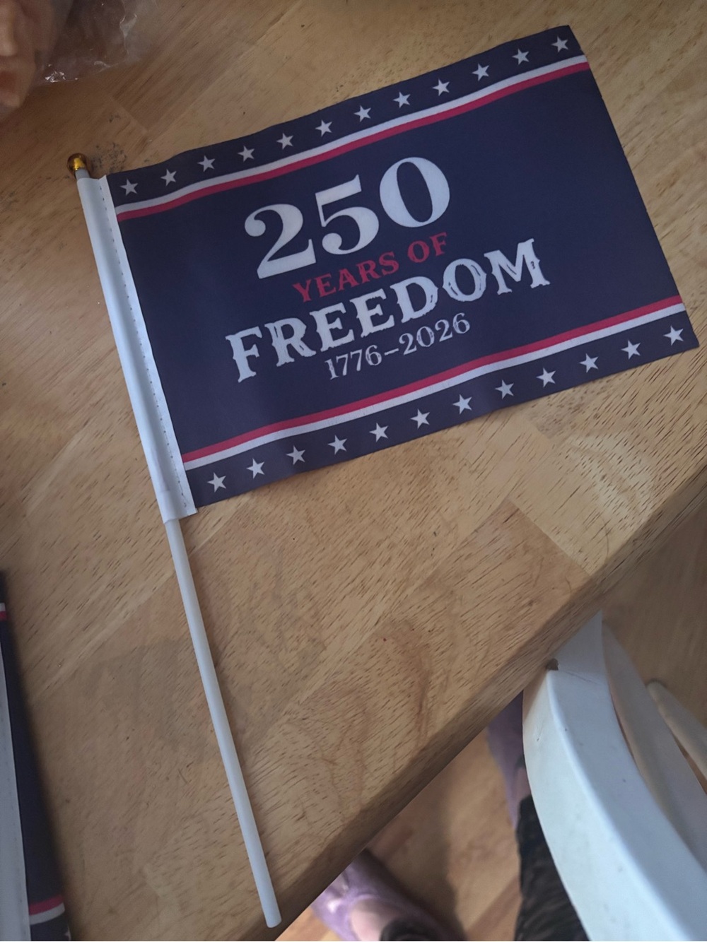 Set of 10 250 Years of Freedom Patriotic Handheld Flag - Navy, Red, White